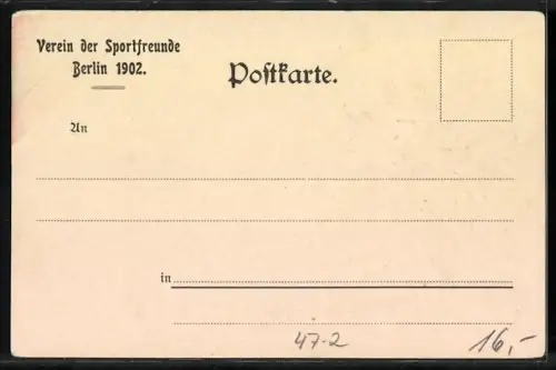 Lithographie Berlin, Studentenwappen Verein der Sportfreunde 1902, Non soli cedit