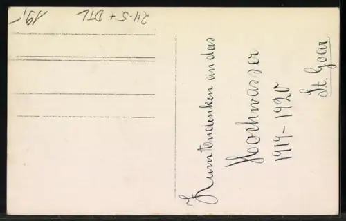 Foto-AK St. Goar, Hochwasser 1919- 1920, Drei Bewohner in einem Ruderboot