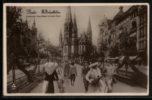 AK Berlin-Charlottenburg, Tauentzienstrasse und Kaiser Wilhelm Gedächtnis-Kirche, Fotomontage
