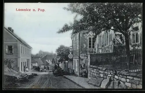AK Lomnice n. Pop., Blick in Strasse