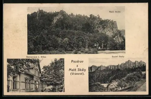 AK Mála Skála /Vranové, Restaurace J. Bílka, Suché Skály