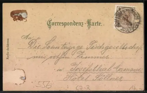 Lithographie Bösia a d. B. N. B., Altar im Klosterhof, Kirchenruine