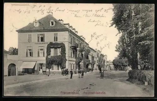 AK Franzensbad, Ferdinandstrasse mit Pension Friedrichsruhe