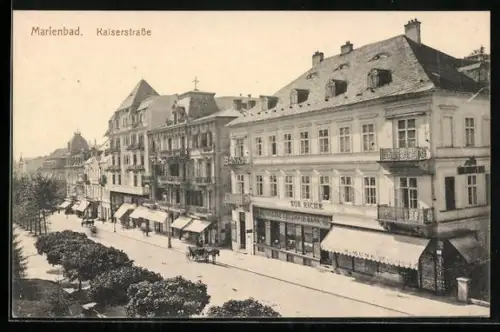 AK Marienbad, Kaiserstrasse mit Bank