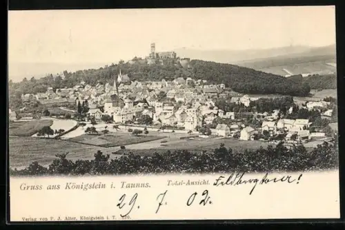 AK Königstein i. Taunus, Total-Ansicht, Burgruine
