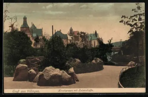 AK Villingen / Baden, Felsgruppe mit Luisenstrasse