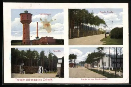 AK Zeithain, Truppen-Übungsplatz, Wasserturm, Nordtor, Funcke-Strasse