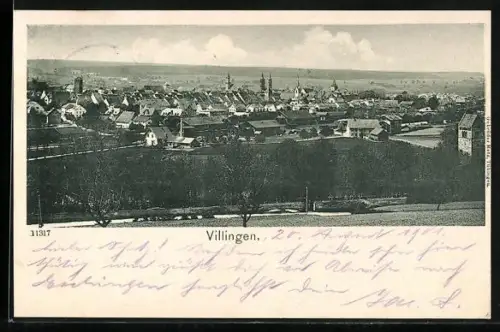 AK Villingen / Baden, Stadtansicht mit Kirche
