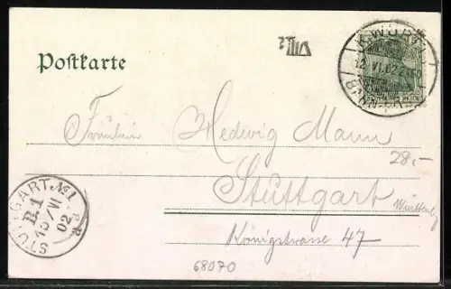 AK Villingen / Baden, Bahnhofsgebäude und Schwanenteich