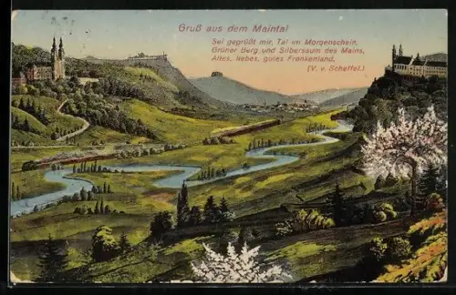 AK Maintal, Panorama mit Gedicht von V. v. Scheffel