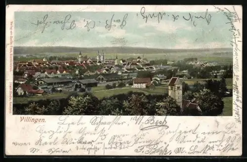 AK Villingen / Baden, Stadtansicht mit Kirchen