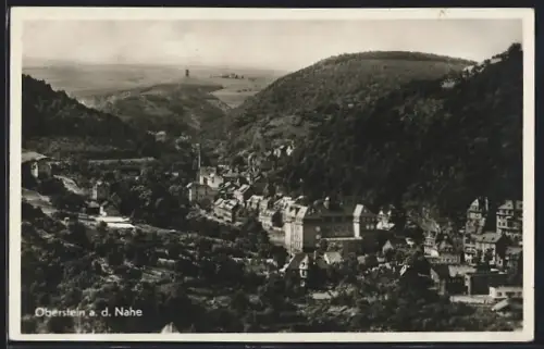 AK Oberstein a. d. Nahe, Panoramaansicht des Ortes im Tal
