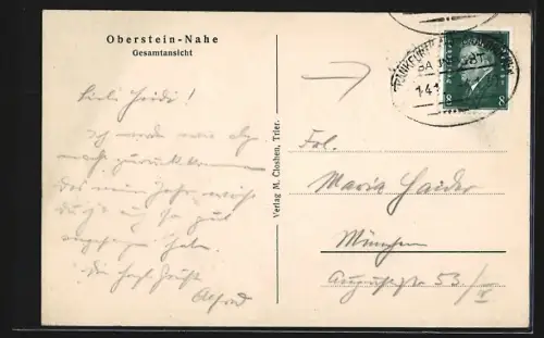 AK Oberstein /Nahe, Ortsansicht aus der Vogelschau