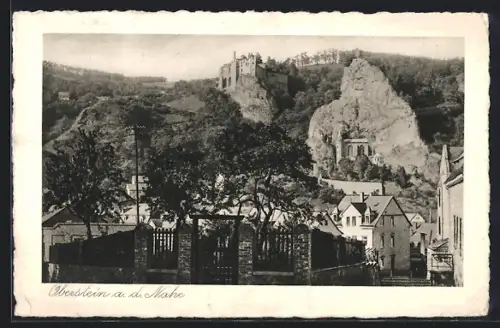 AK Oberstein a. d. Nahe, Burg, Felsformation, Stadtansicht