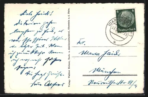 AK Oberstein a. d. Nahe, Burg, Felsformation, Stadtansicht