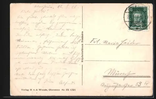 AK Oberstein a. d. Nahe, Ortsansicht mit Felsenkirche