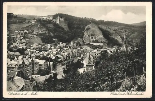 AK Oberstein a. d. Nahe, Felsenkirche mit Ortsansicht