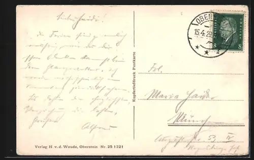 AK Oberstein a. d. Nahe, Felsenkirche mit Ortsansicht