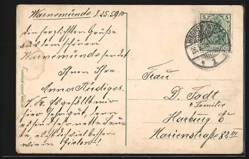 AK Warnemünde, Westmole bei Sturm