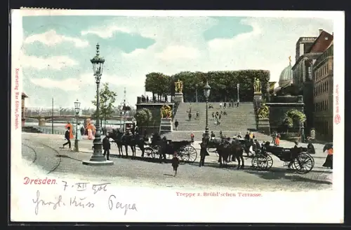 AK Dresden, Treppe zur Brühlschen Terrasse
