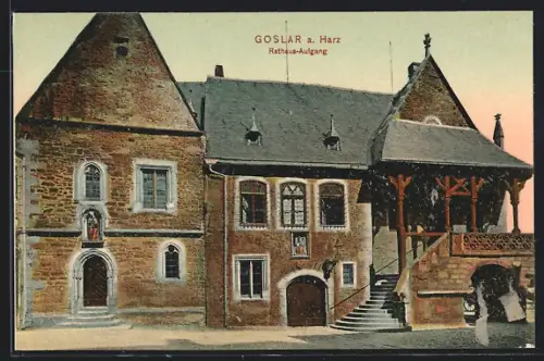 AK Goslar a. Harz, Rathaus-Aufgang