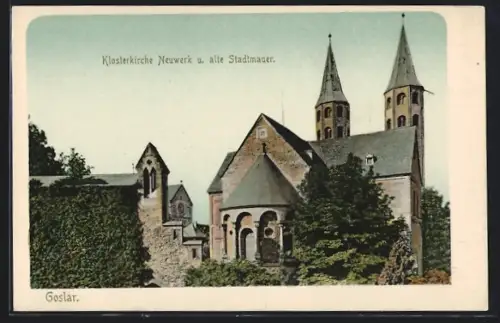 AK Goslar, Klosterkirche Neuwerk, alte Stadtmauer