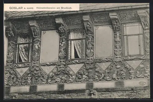 AK Goslar a. Harz, Holzschnitzereien am Brusttuch