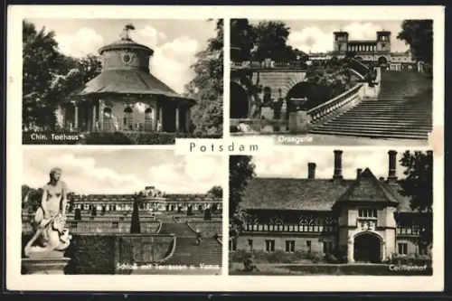 AK Potsdam, Chinesisches Teehaus, Orangerie, Schloss mit Terrassen und Venus, Cecilienhof