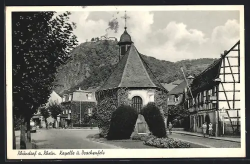 AK Rhöndorf a. Rhein, Kapelle und Drachenfels