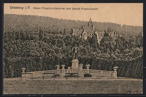 AK Cronberg i. T., Kaiser Friedrich-Denkmal, Schloss Friedrichshof