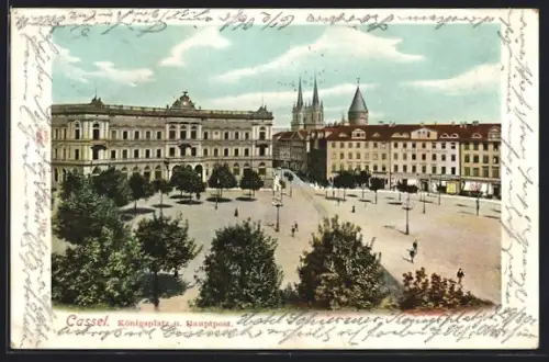 AK Cassel, Königsplatz, Hauptpost