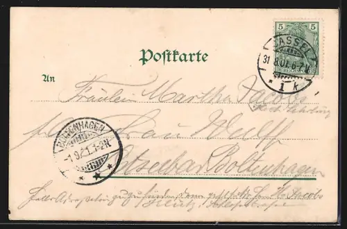 AK Cassel, Königsplatz, Hauptpost