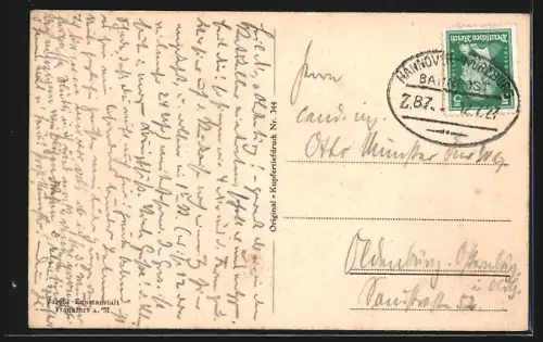 AK Frankfurt am Main, Untermainbrücke, Dom, Strassenbahn