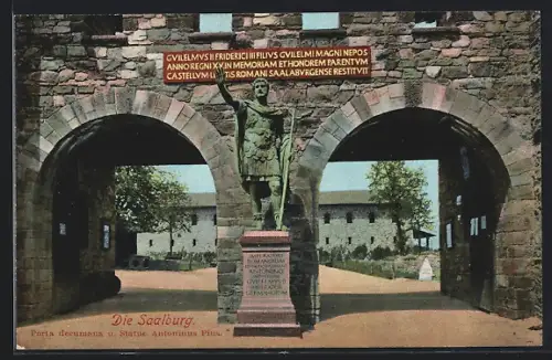 AK Saalburg / Bad Homburg, Porta decumana und Statue Antoninus Pius