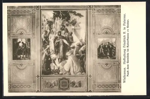 AK Goslar, Hofhaltung Friedrich II. in Palermo, Gemälde im Kaiserhaus