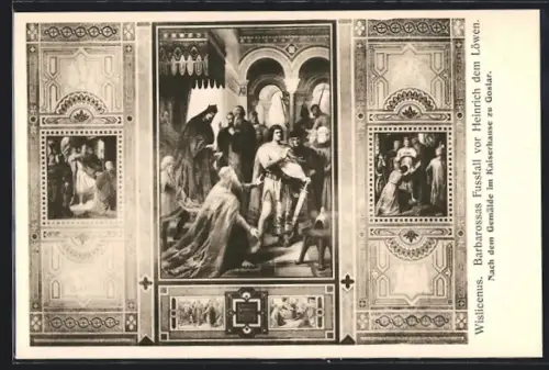 AK Goslar, Barbarossas Fussfall vor Heinrich dem Löwen, Gemälde im Kaiserhaus