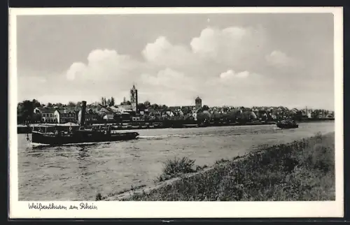 AK Weissenthurm am Rhein, Rheinansicht mit Dampfer