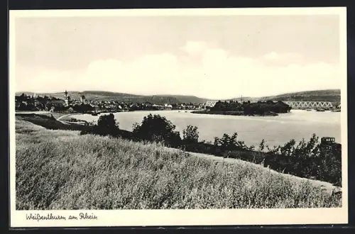 AK Weissenthurm am Rhein, Rheinpanorama mit Brücke