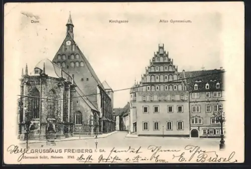 AK Freiberg i. Sa., Dom, Kirchgasse, Altes Gymnasium