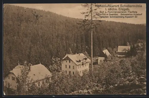 AK Schellermühle i. sächs. Erzgeb., Familienpension Flechsig