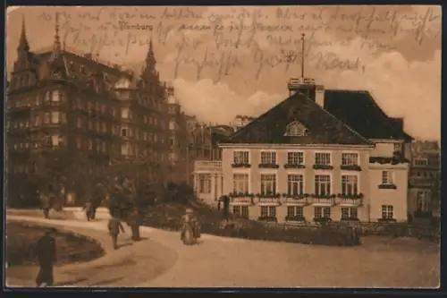 AK Hamburg-Neustadt, Alsterpavillon mit Hamburger Hof
