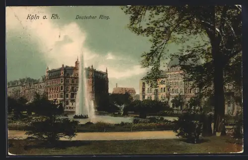AK Köln-Neustadt, Deutscher Ring, Springbrunnen, Parkanlagen