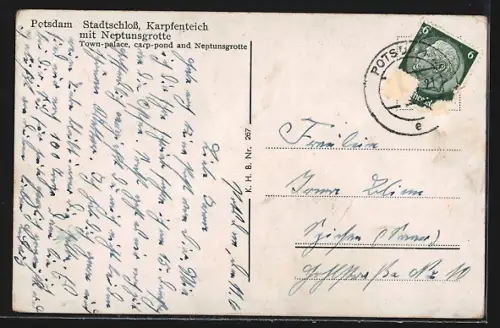 AK Potsdam, Stadtschloss, Karpfenteich, Neptunsgrotte