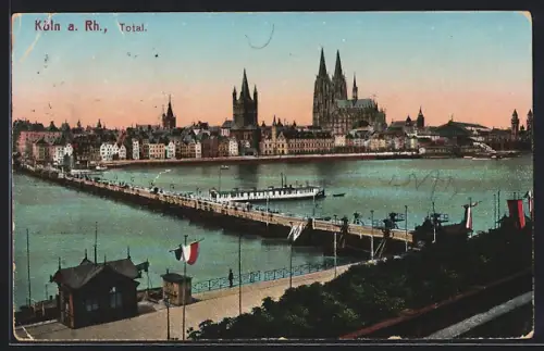 AK Köln a. Rh., Totalansicht mit Dom und Rheinbrücke