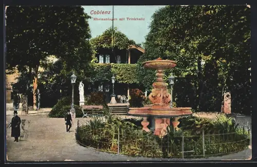 AK Coblenz, Rheinanlagen mit Trinkhalle