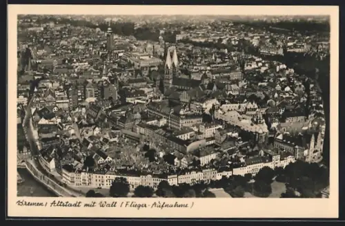 AK Bremen, Altstadt mit Wall, Fliegeraufnahme