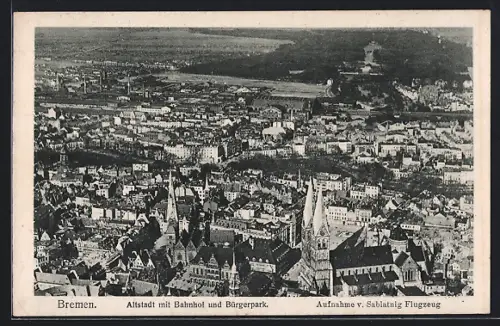 AK Bremen, Altstadt mit Bahnhof und Bürgerpark