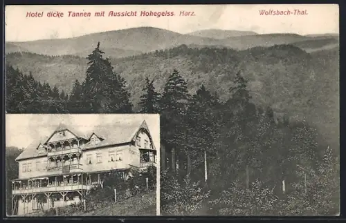 AK Wolfsbach-Thal /Harz, Hotel dicke Tannen, Aussicht Hohegeiss
