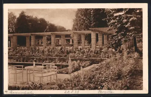 AK Coburg, Deutsche Rosenschau 1929, Pergola mit Sintflutbrunnen