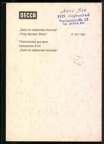 AK Musiker Peter Orloff in Zwei im siebenten Himmel, Autograph